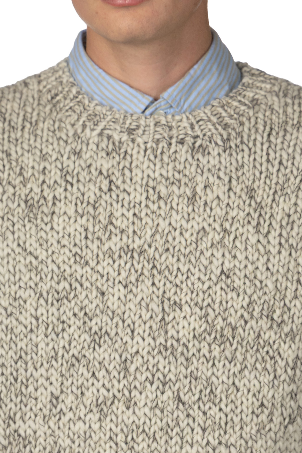 ts(s) - Mohair Mix Wool Roving Yarn Hand Knit Crew Neck Vest - Grey